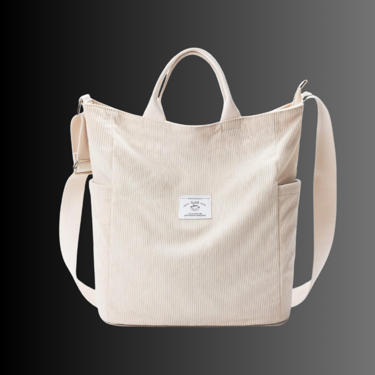 Kalidi Corduroy Tote Bag con cerniera impermeabile corda tote